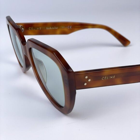 NEW CELINE CL40046U 53N Tortoise Green Women Butterfly Mirrored Sunglasses - Picture 5 of 9